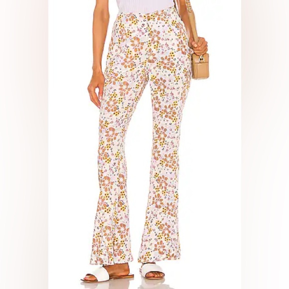 FREE PEOPLE Can’t Take My Eyes‎ Off You Floral Flare Boho Pants Size Large